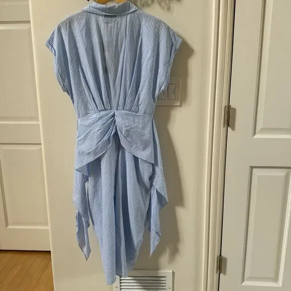 DO+BE Sailor Tie Front  White and Blue Stripped Midi Dress M NWT - Picture 7 of 13